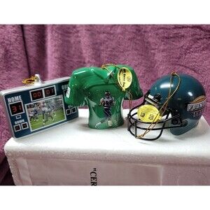 Philadelphia Eagles Bradford exchange 3 piece NFL Game day ornament set.